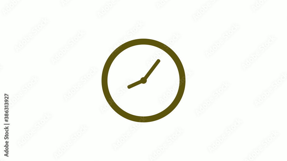 Circle yellow dark 12 hours clockicon on white background,yellow dark clockicon without trick Circle yellow dark 12 hours clockicon on white background,yellow dark clockicon without trick