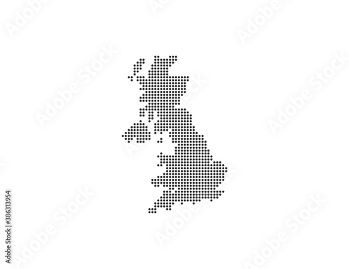 United Kingdom, country, dotted map on white background. Vector illustration.