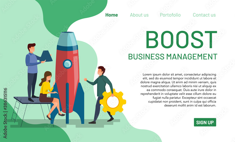 Many people are working to improve management performance. Landing page for boost business management