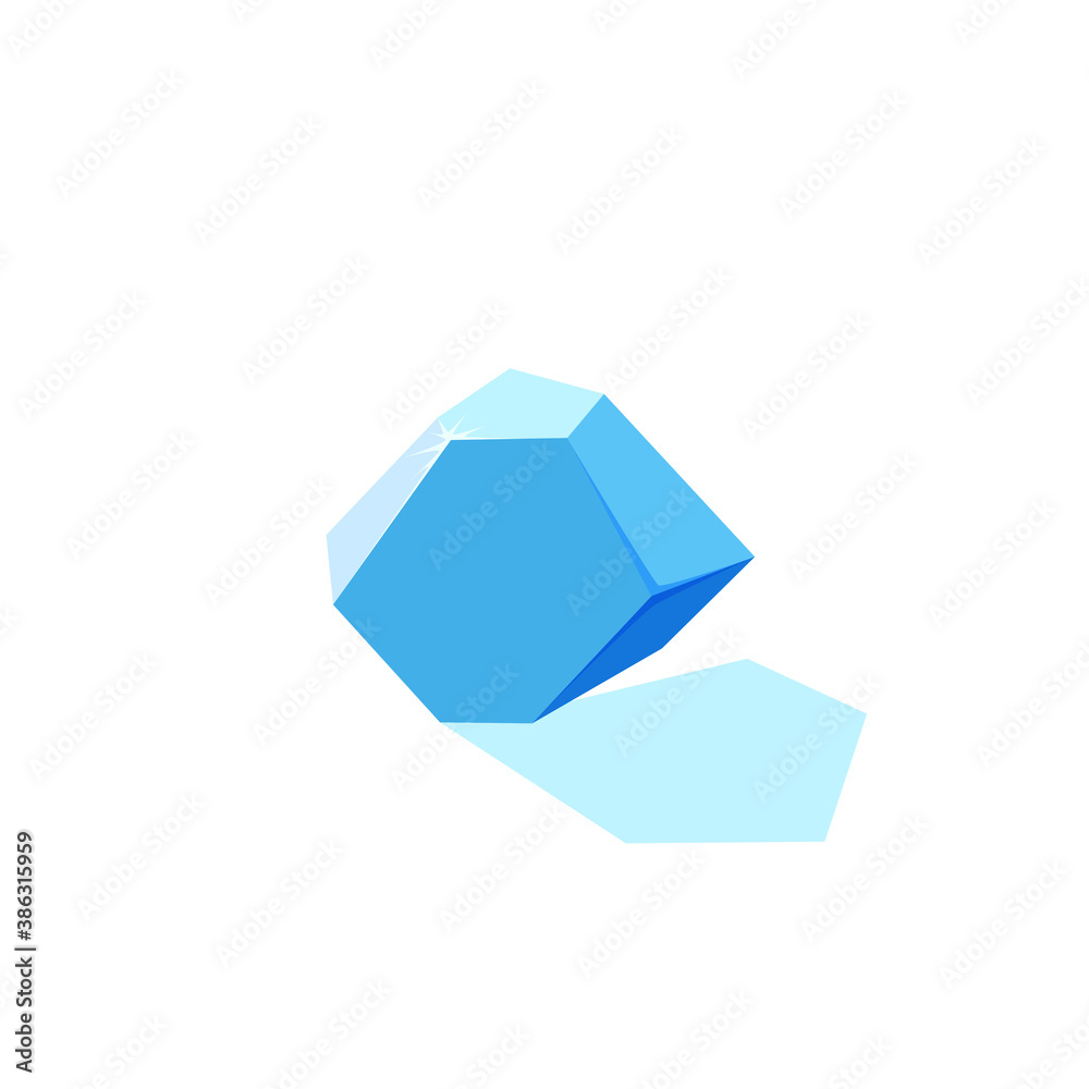 Ice block in form of hexagonal prism. Frozen piece of ice for game design. Vector illustration in cartoon style Ice block in form of hexagonal prism. Frozen piece of ice for game design. Vector illustration in cartoon style
