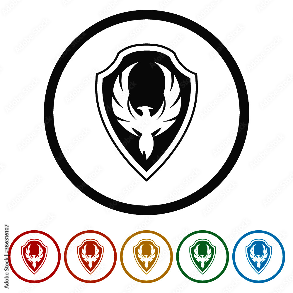 Phoenix logo design ring icon, color set Phoenix logo design ring icon, color set