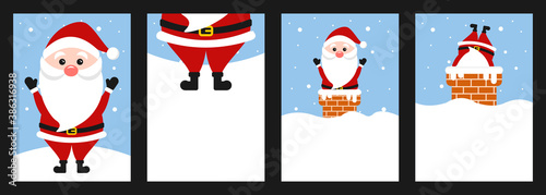 Merry Christmas greeting card set santa retro designs EPS10 vector.