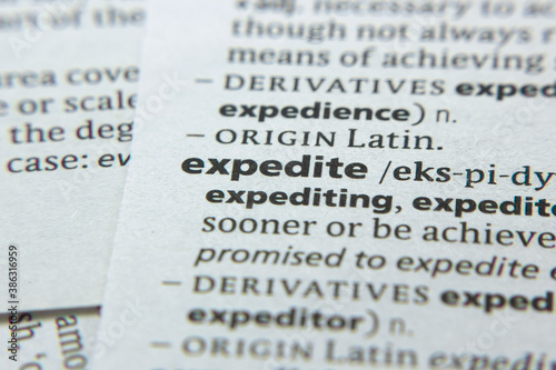 Word or phrase Expedite in a dictionary.