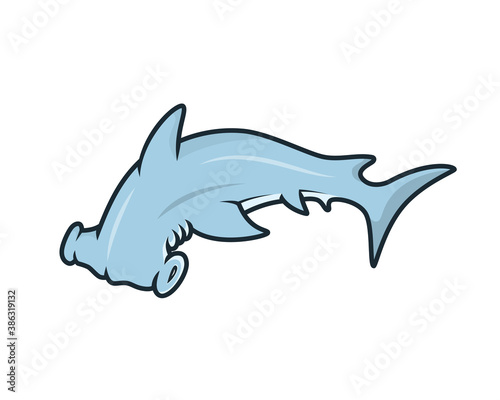 Bright Swimming Hammerhead Shark Illustration