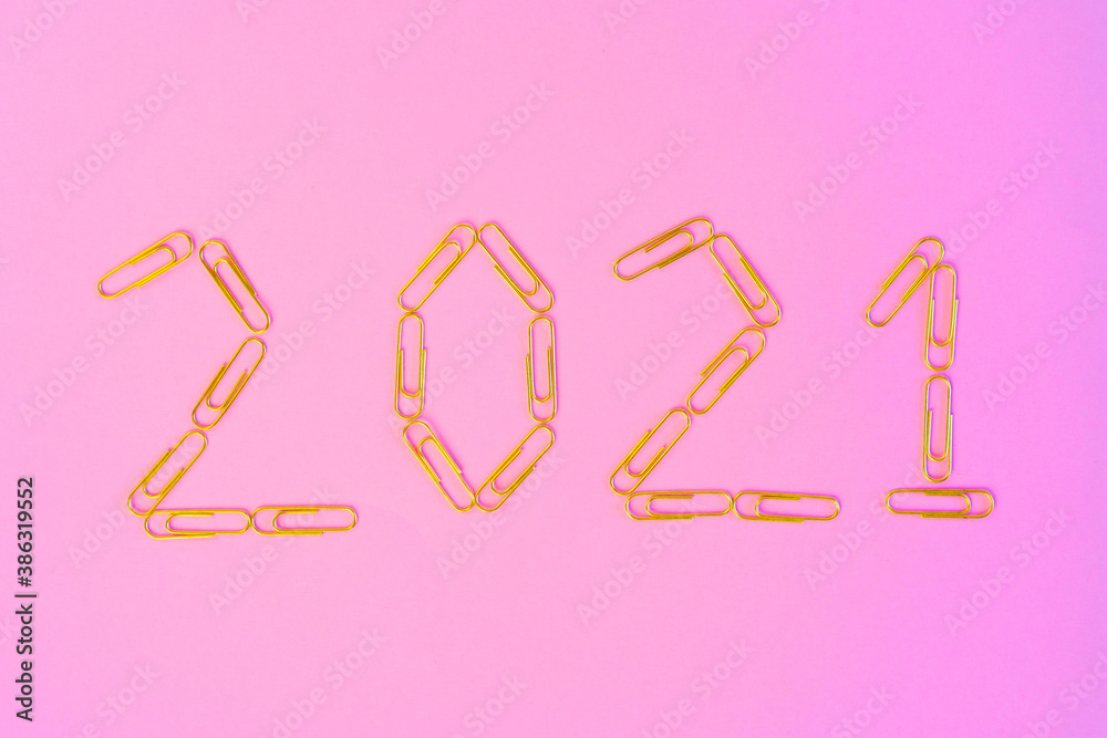 New year 2021 concept on pink background