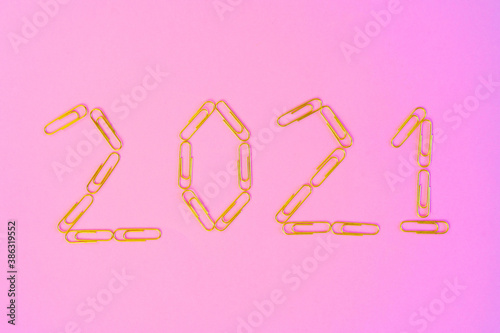 New year 2021 concept on pink background