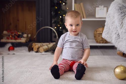 Cute little baby in room de...
