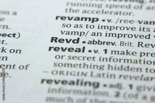 Word or phrase Revd in a dictionary. photo