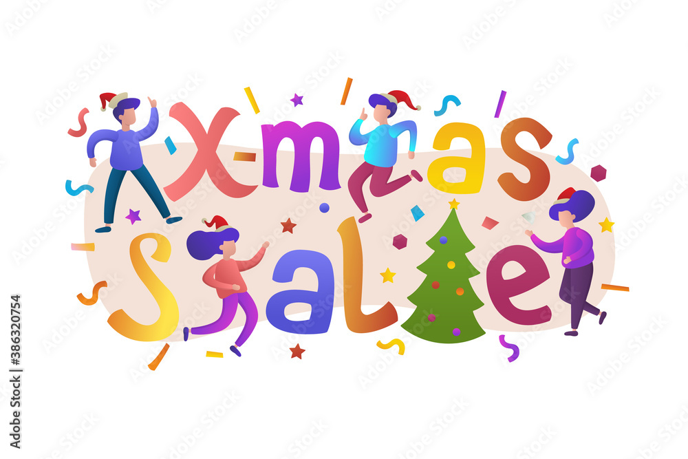 Christmas sale vector, promotional banner with presents.