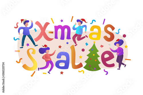Christmas sale vector  promotional banner with presents.