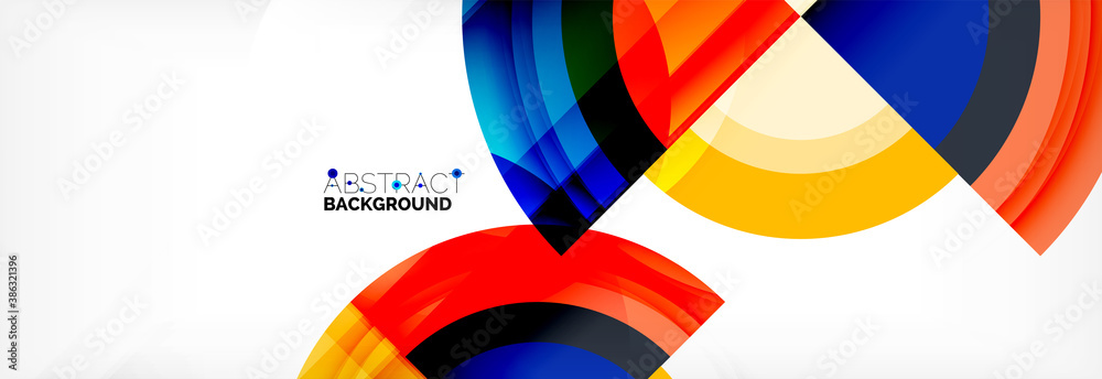 Round shapes, triangles and circles. Modern abstract background