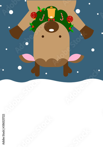 Merry Christmas greeting card deer retro designs EPS10 vector.