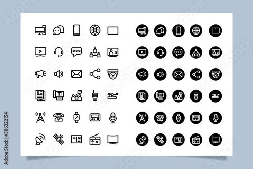 communication icon set vector graphic for any business
