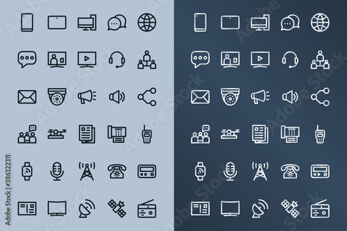 communication icon set vector graphic for any business