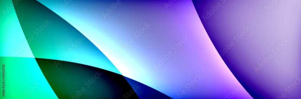 Fluid gradient neon color waves, vector abstract background