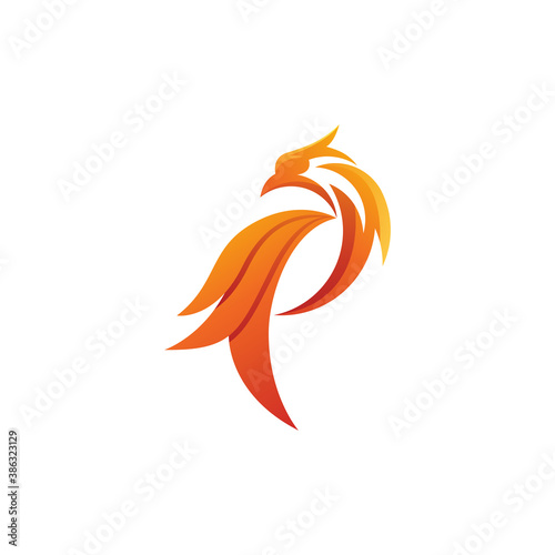Fire phoenix colorful logo design