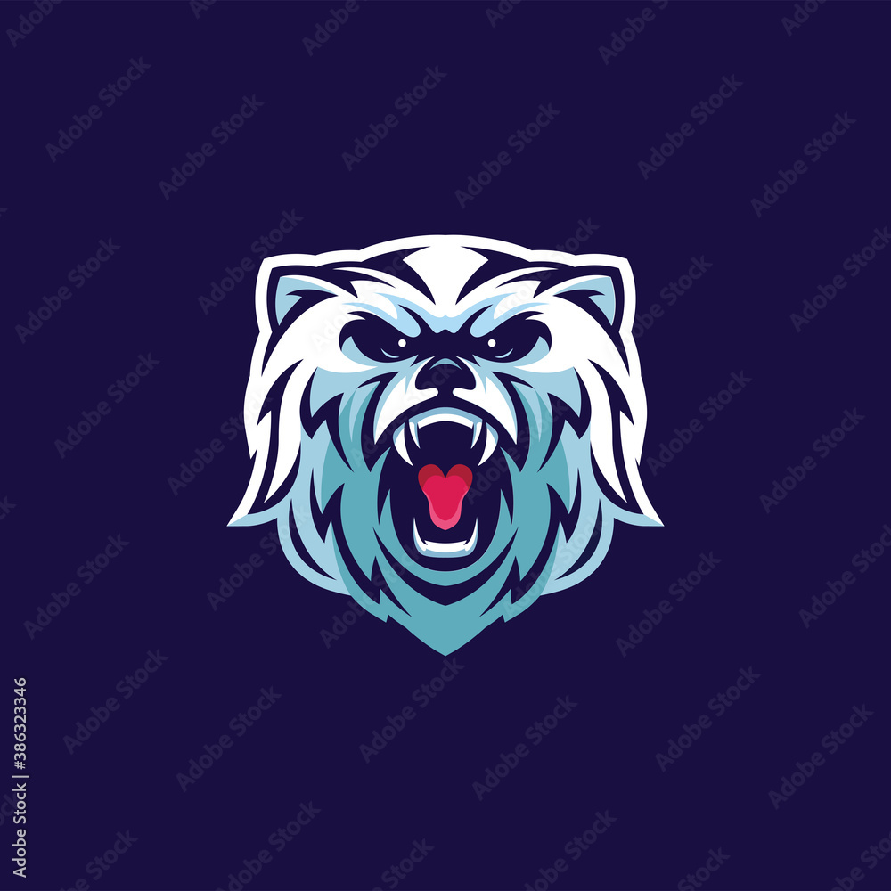 Angry polar bear head logo design