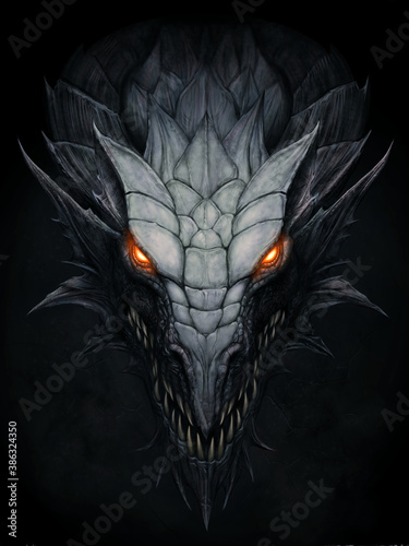 Dark dragon in stone background