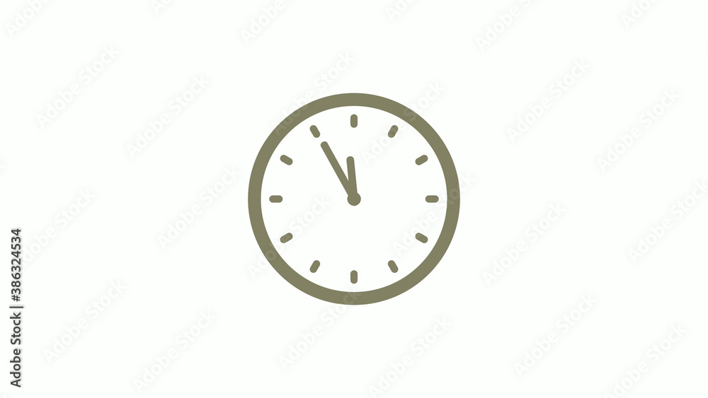 Counting down yellow gray clock icon on white background, 12 hours clock icon Counting down yellow gray clock icon on white background, 12 hours clock icon