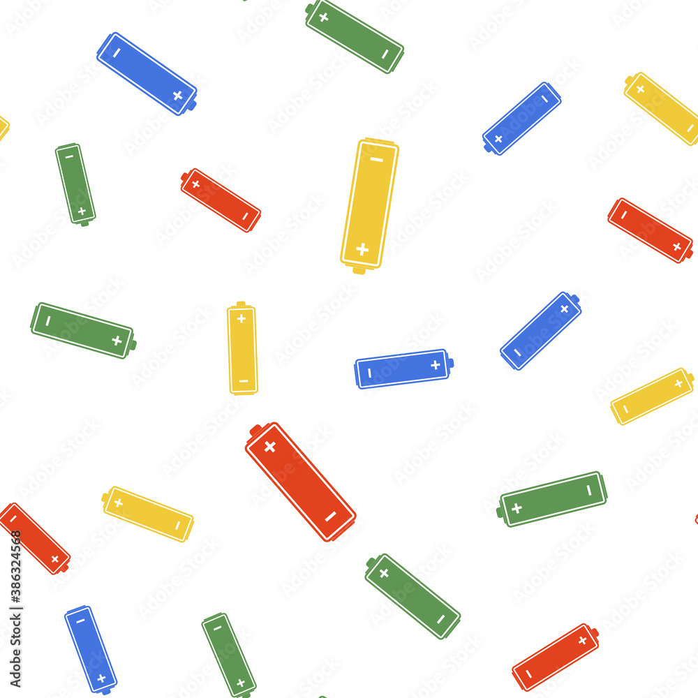 Color Battery icon isolated seamless pattern on white background. Vector. Color Battery icon isolated seamless pattern on white background. Vector.