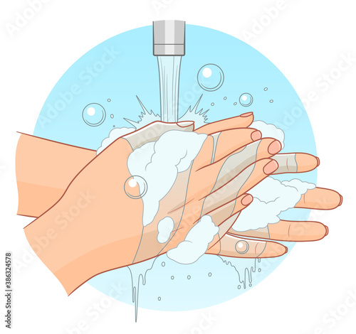Washing hands with soap illustration