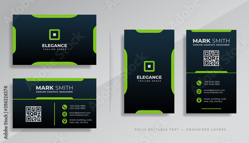 Modern dark and green professional luxurious business card template design