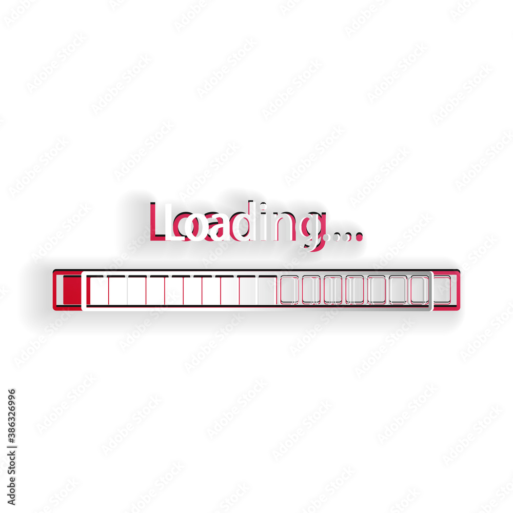 Paper cut Loading icon isolated on white background. Progress bar icon. Paper art style. Vector. Paper cut Loading icon isolated on white background. Progress bar icon. Paper art style. Vector.