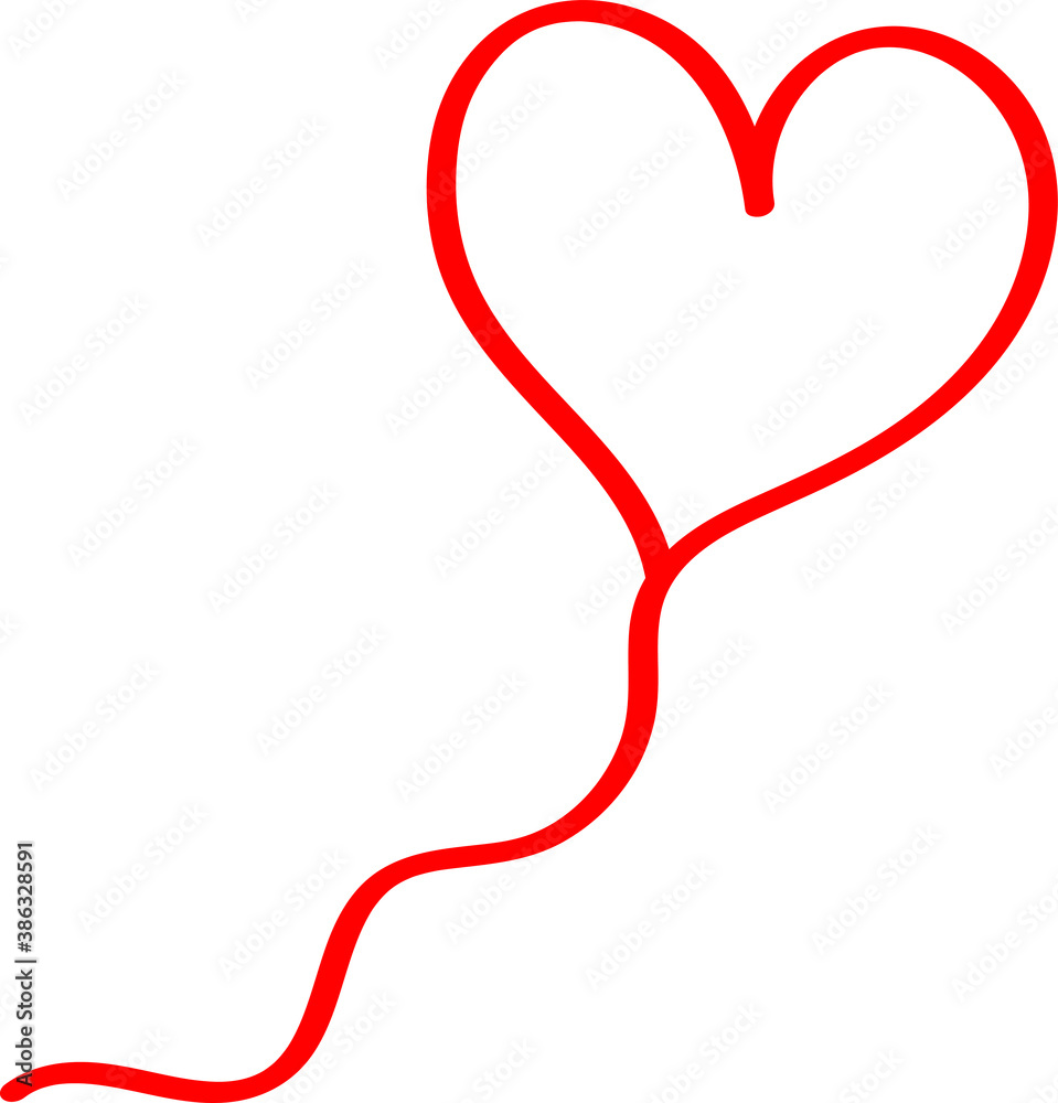 Red heart - outline drawing for an emblem or logo. Template for greeting card for Valentine's Day. Red heart - outline drawing for an emblem or logo. Template for greeting card for Valentine's Day.