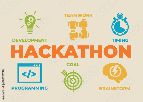 HACKATHON Concept with icons and signs