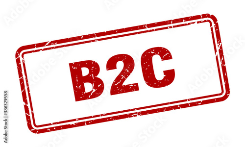 b2c stamp. square grunge sign on white background