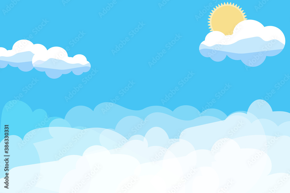 Background vector illustration sky sun and white clouds Background vector illustration sky sun and white clouds