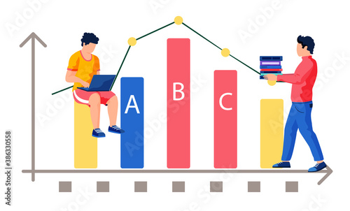 Online university class, video tutorial, exam preparation, distance grammar lesson for students. People learn a foreign language remotely using modern internet technologies, web education service