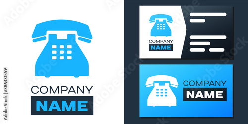 Logotype Telephone icon isolated on white background. Landline phone. Logo design template element. Vector.