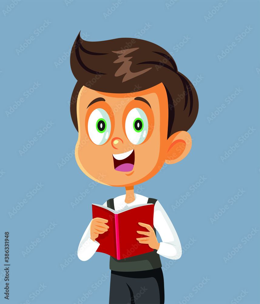 Schoolboy Holding Book Vector Character Illustration