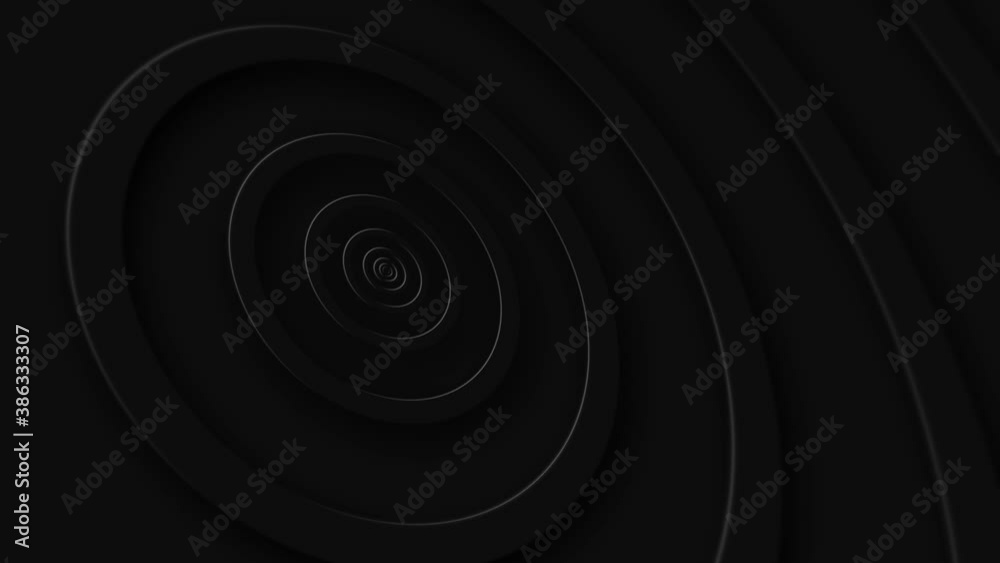 Trendy black neomorphism motion background animation with radiating concentric circles. This minimalist abstract background is a seamless loop. Trendy black neomorphism motion background animation with radiating concentric circles. This minimalist abstract background is a seamless loop.