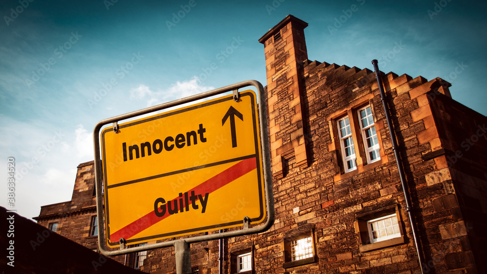 Fototapeta premium Street Sign Innocent versus Guilty