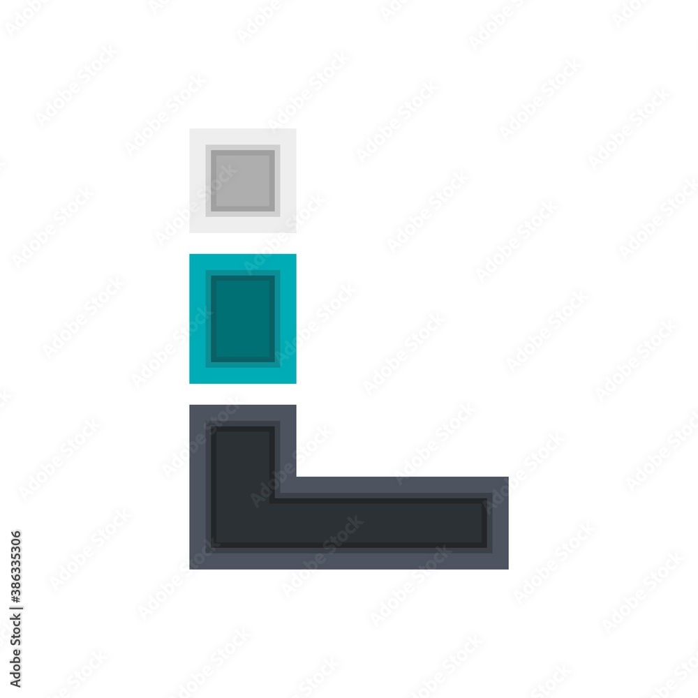 L vector font alphabet, modern dynamic design. Black, irish blue, white color. For; design elements; logo, creative poster, corporate identity, application etc. L vector font alphabet, modern dynamic design. Black, irish blue, white color. For; design elements; logo, creative poster, corporate identity, application etc.