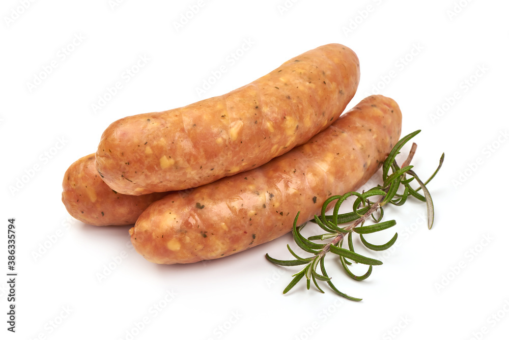 Bavarian sausages, isolated on white background Bavarian sausages, isolated on white background