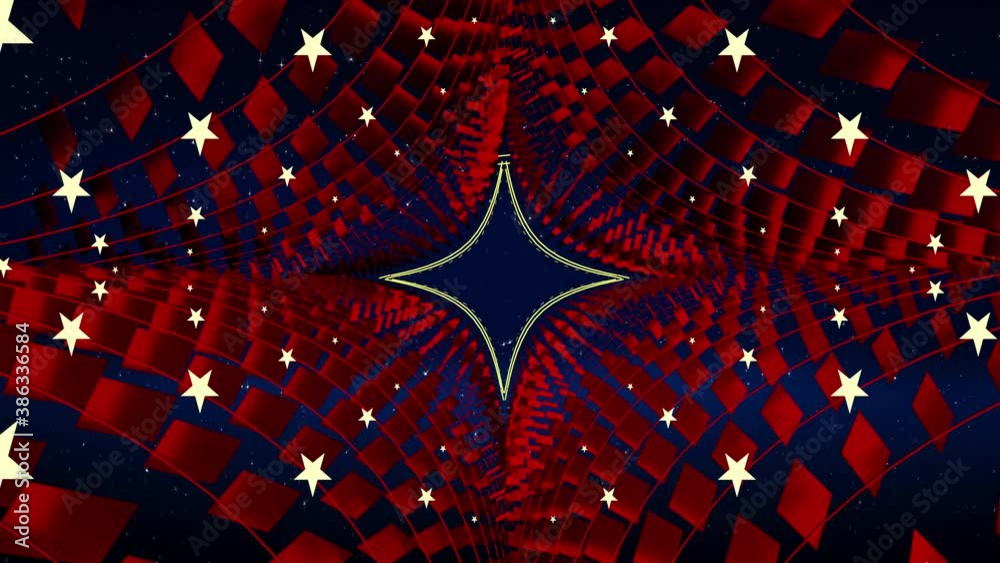 Abstract Red and blue moving background loop, futuristic star tunnel