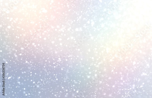 Holographic falling snow light texture. Winter holidays abstract empty background. © avextra
