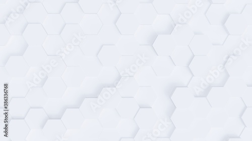 Fototapeta Naklejka Na Ścianę i Meble -  Abstract background, hexagons in different heights, top view, white, 3D rendering