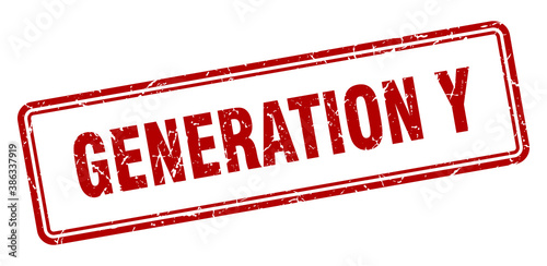 generation y stamp. square grunge sign on white background