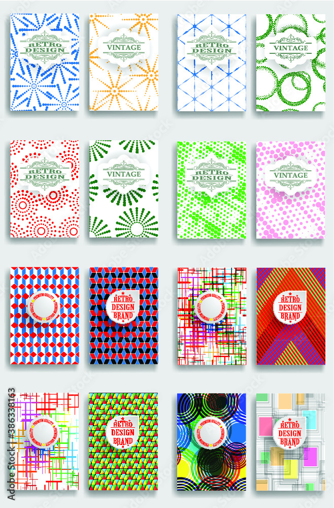 Trendy cards design . Minimal modern style . Geometric pattern . Motion wallpaper element. For web and mobile app, paper art , brochure , poster, booklet