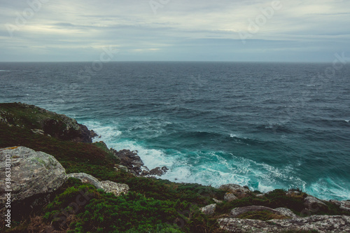 waves crashing on rocks