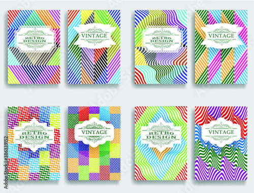 Trendy cards design . Minimal modern style . Geometric pattern . Motion wallpaper element. For web and mobile app, paper art , brochure , poster, booklet