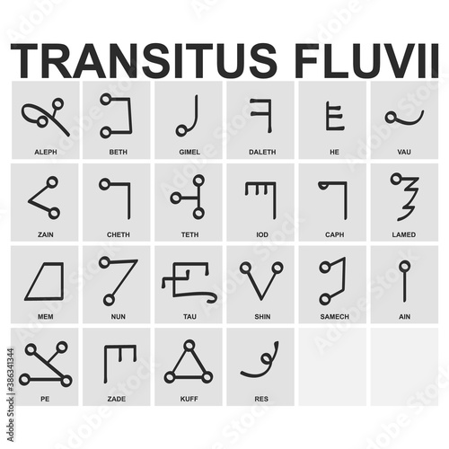 vector icon set with Ancient Occult  Alphabet Transitus Fluvii for your project