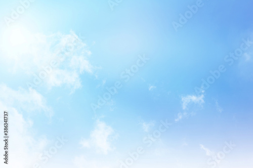 Fototapeta Naklejka Na Ścianę i Meble -  Blue sky with white cloud. The summer heaven is colorful clearing day Good weather and beautiful nature in the morning.