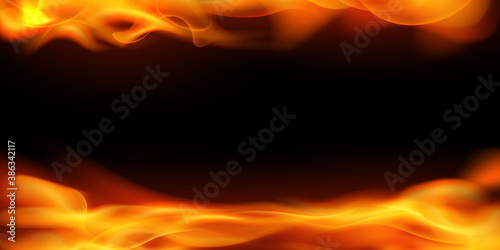 Effect burning red hot sparks realistic fire flames abstract background