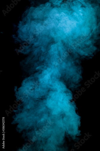 Blue smoke texture on black background