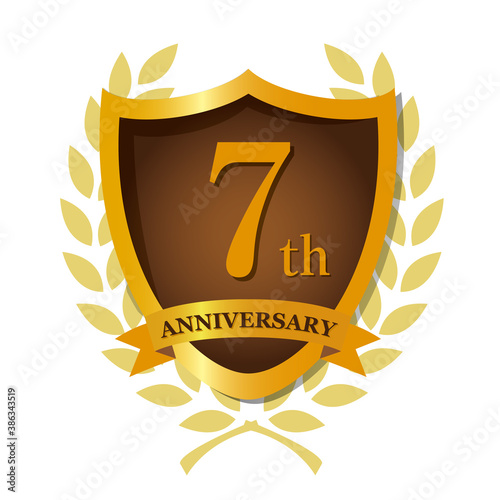月桂樹のリースアニバーサリーの盾型茶アイコン7周年記念
